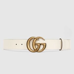 GUCCI GG MARMONT WIDE BELT - WHITE - SIZE 80/32